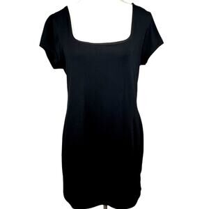 Aeropostale Mini Dress Black Body Con Cap Sleeve Square Neck Womens Size XL